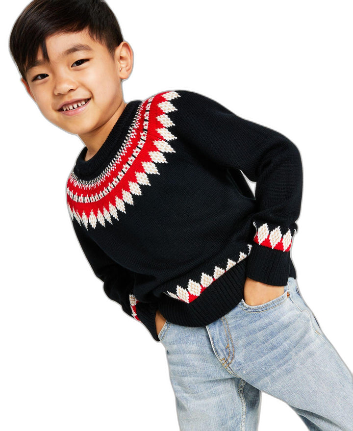 Little Boys Fair Isle Mock Neck Holiday Sweater