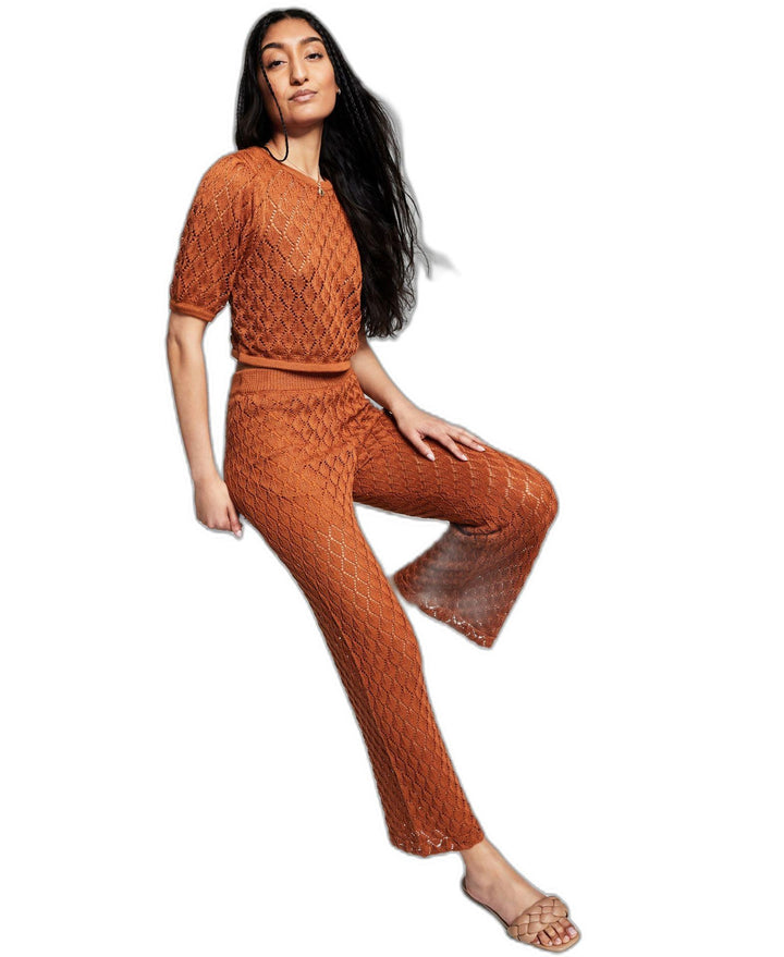 Women's Crochet Flare-Leg Pull-On Pants