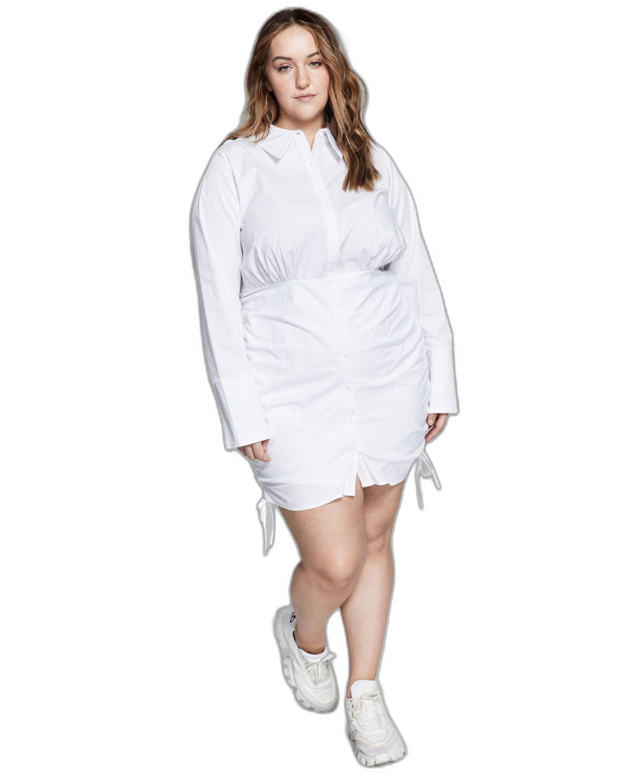 Now This Plus Size Ruched Poplin Shirtdress