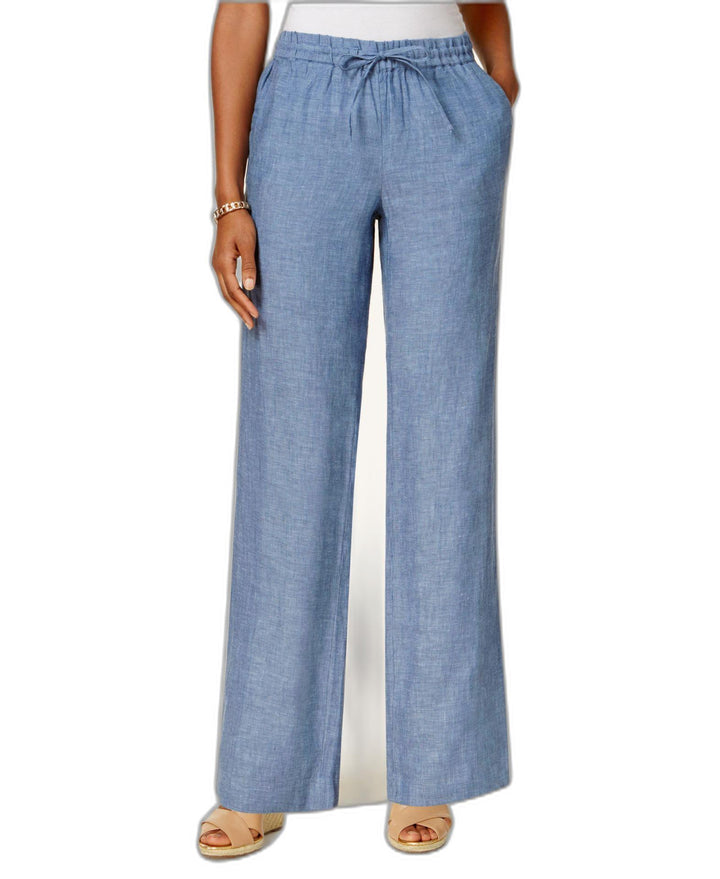 Petite 100% Linen Drawstring Pants