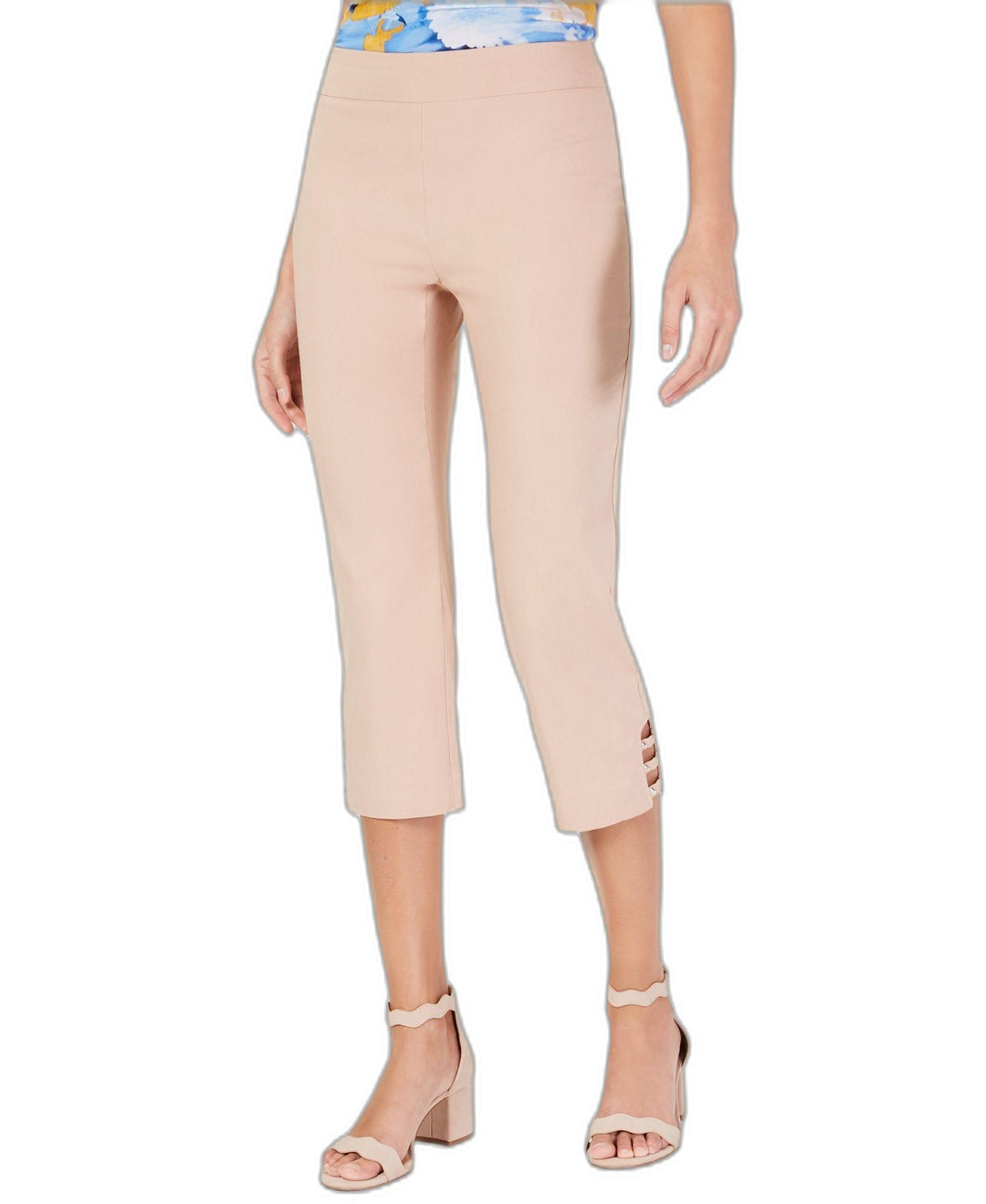 JM Collection Pull On Lattice Inset Capri Pants