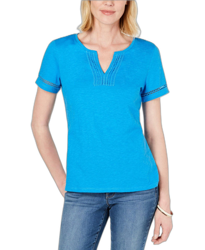 Charter Club Split Neck Cotton Top