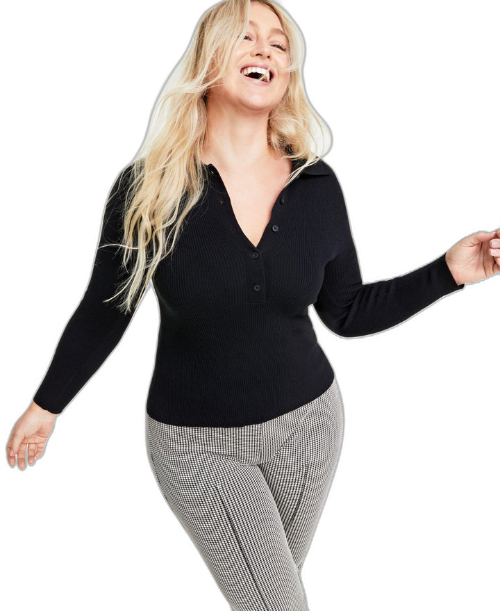 Women's Long-Sleeve Lightweight Polo Sweater