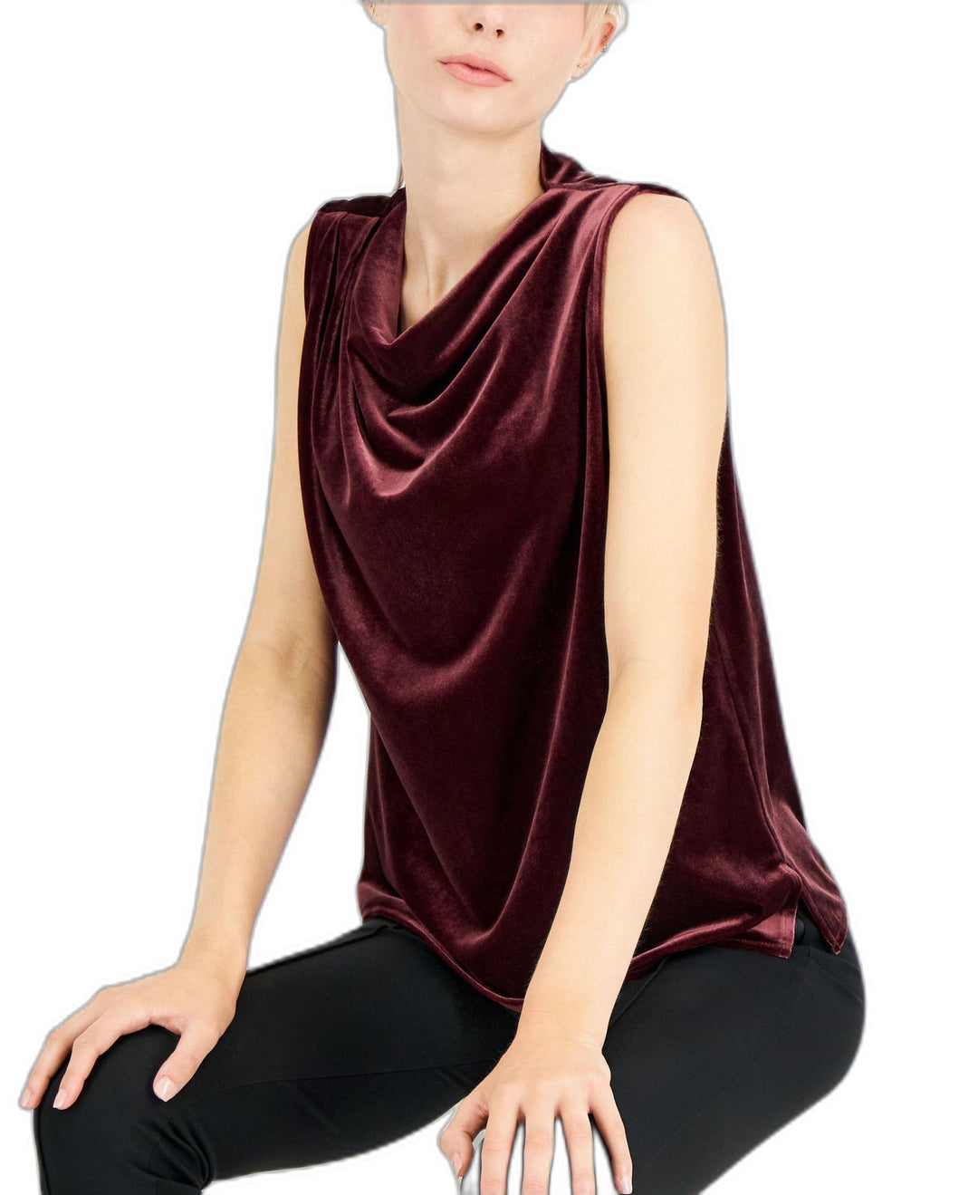 Alfani Petite Draped Velour Top