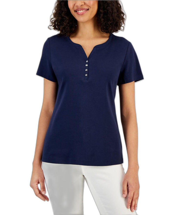 Short Sleeve Henley Top