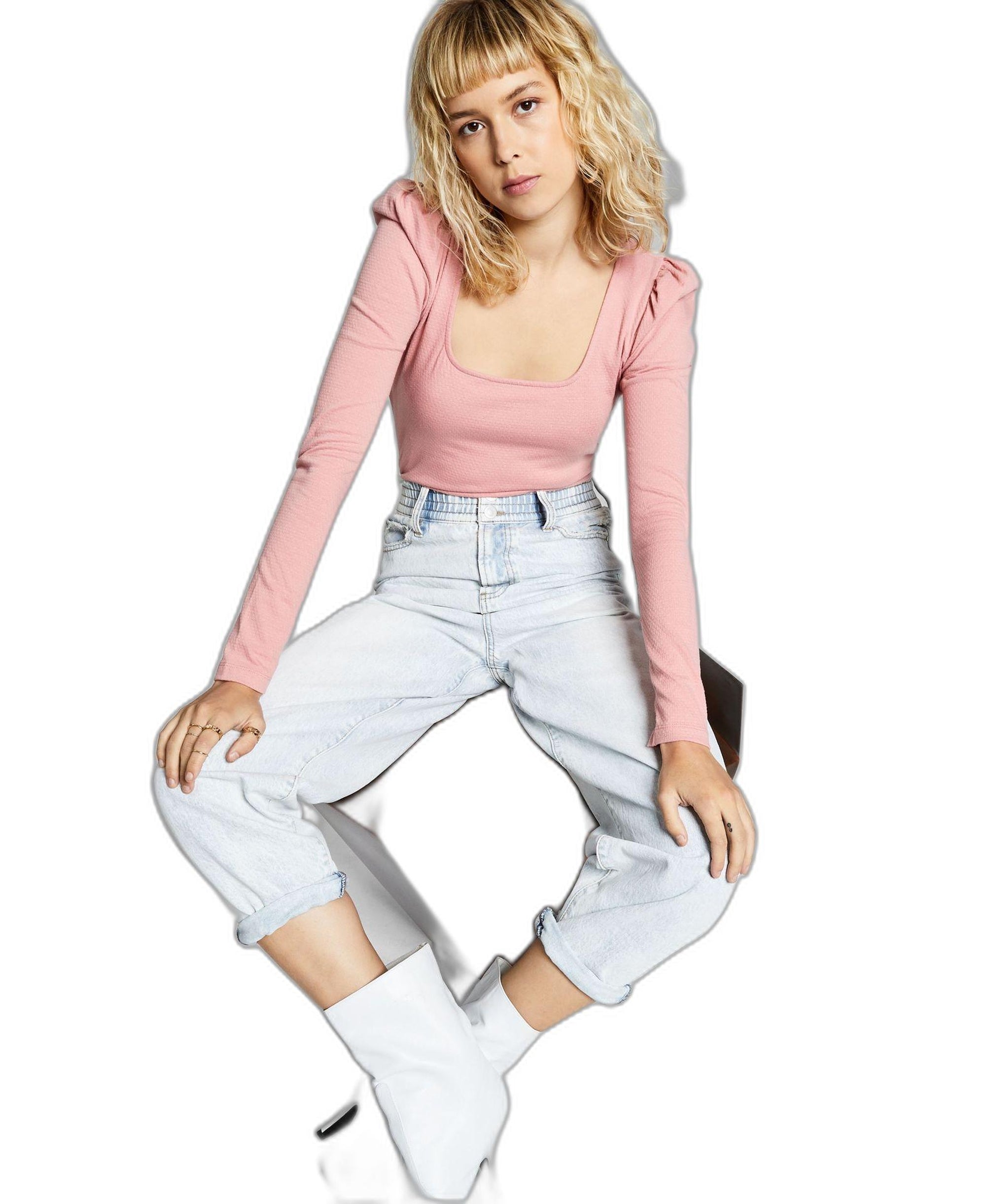 Now This Textured Puff Sleeve Bodysuit