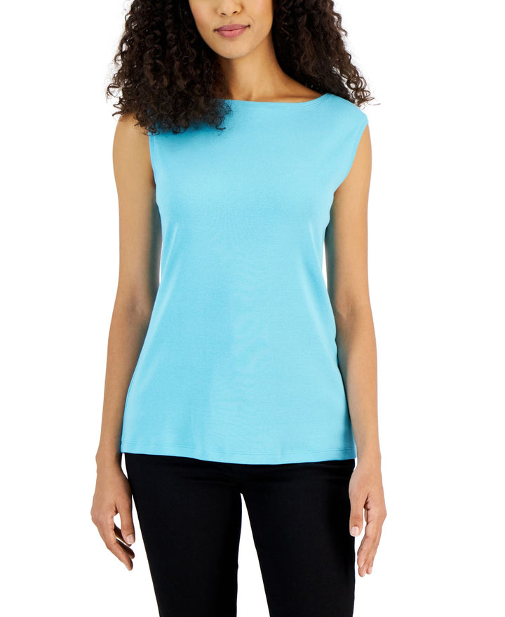 Karen Scott Petite Boat Neck Tank Top