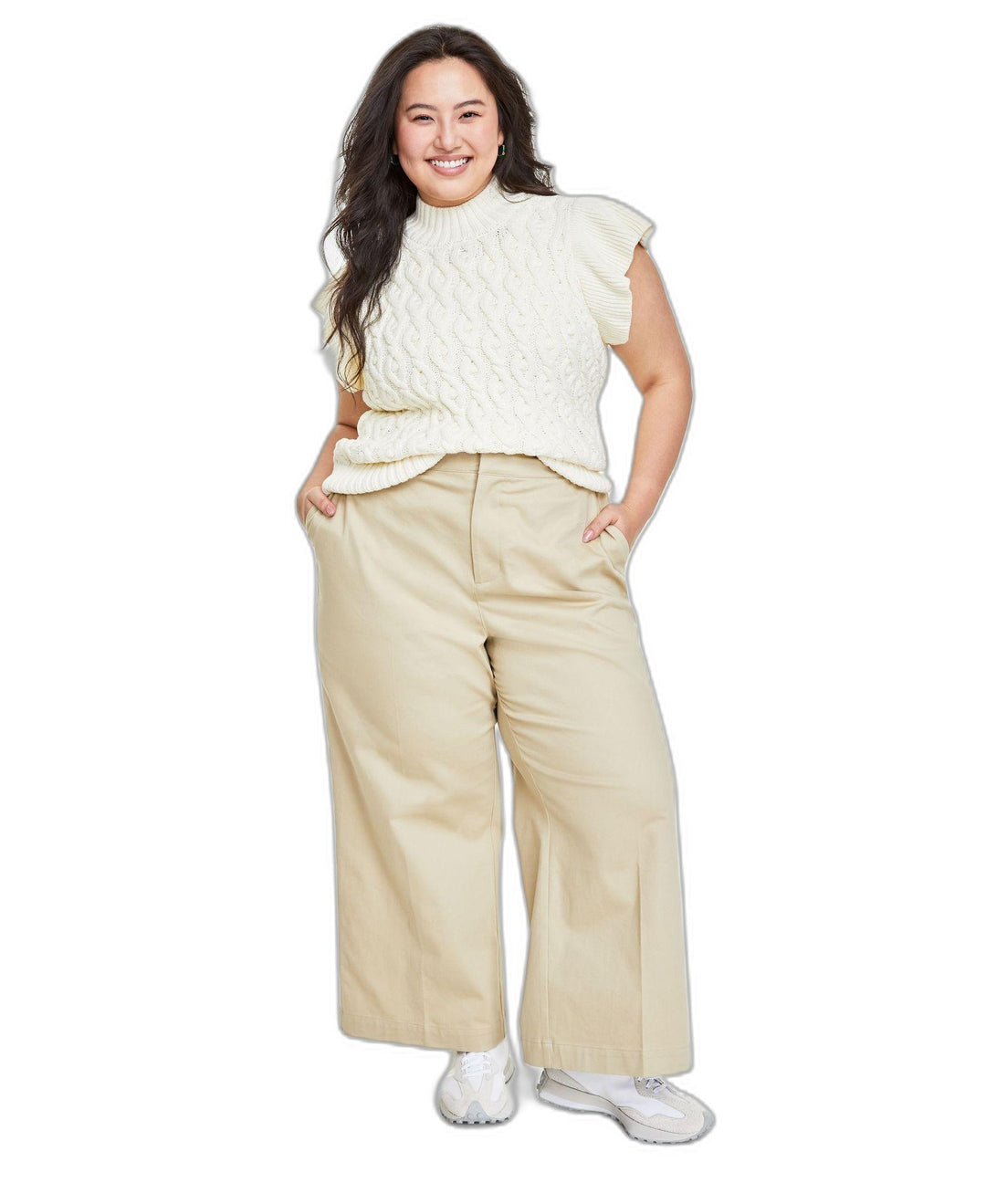 Plus Size Wide-Leg Chino Pants