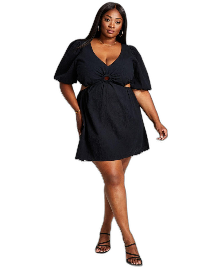 And Now This Trendy Plus Size Keyhole Mini Dress