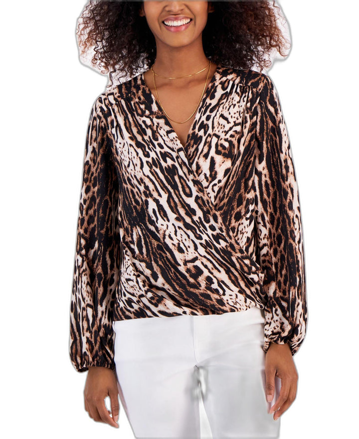 Petite Floral Surplice Top