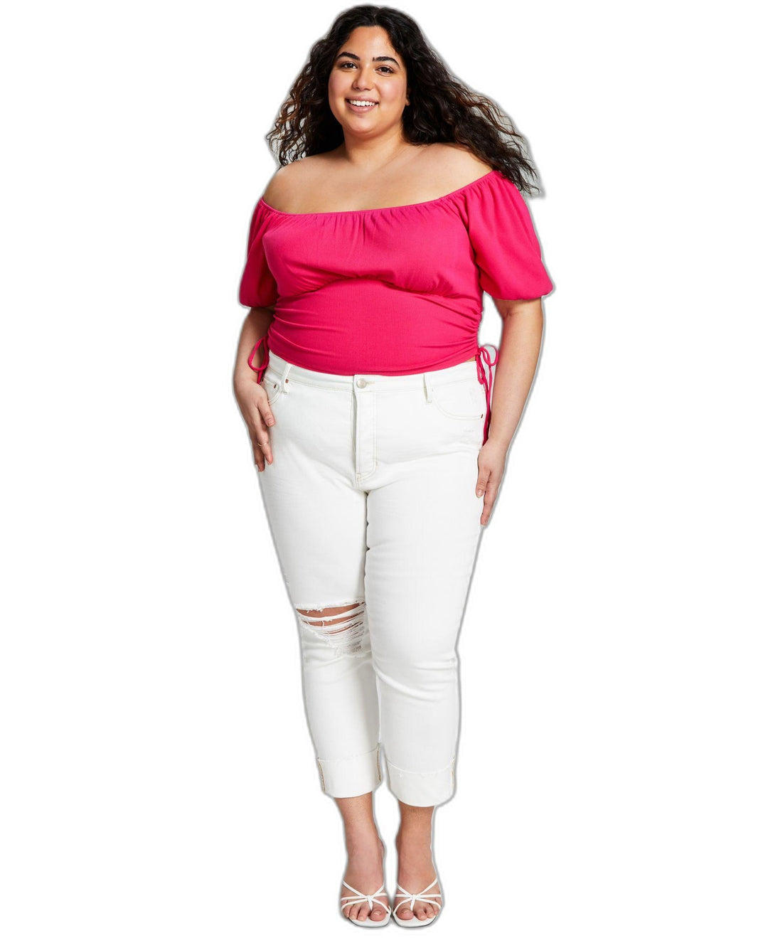 Now This Trendy Plus Size Puff Sleeve Ruched Top