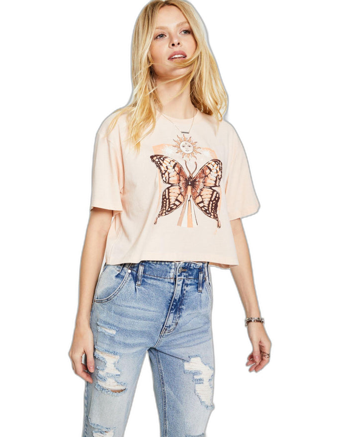 Juniors' Sun Butterfly Graphic Print T-Shirt