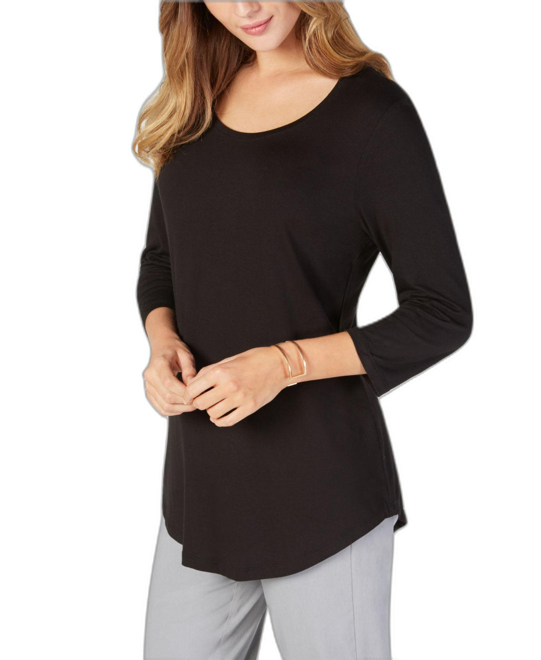 3/4-Sleeve Scoop Neck Top