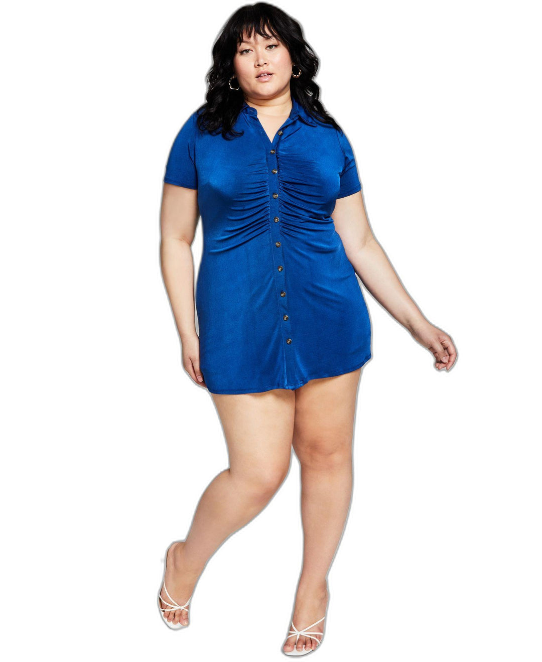 Now This Trendy Plus Size Ruched Shirtdress