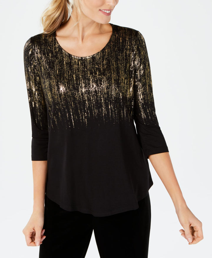 JM Collection 3/4 Sleeve Printed Tunic Top
