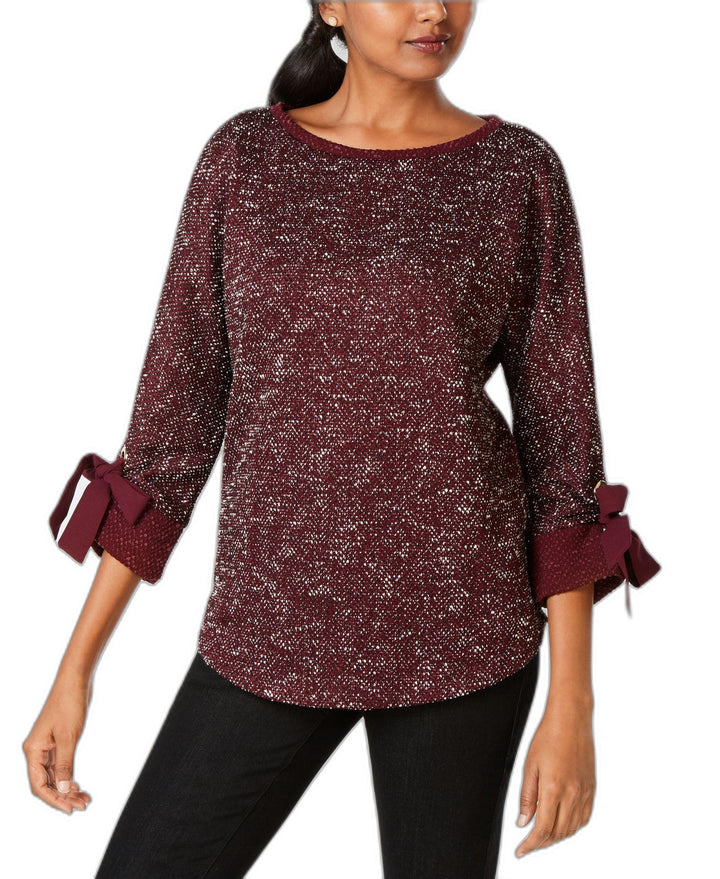Charter Club 3/4 Sleeve Bow Trim Top