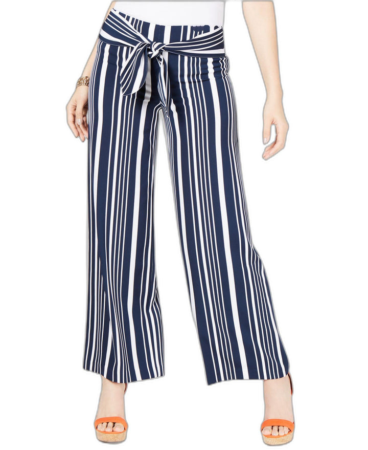 Petite Striped Tie Waist Pants