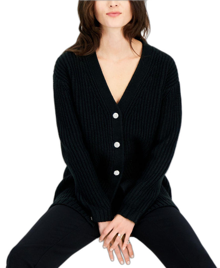 INC International Concepts Womens Rhinestone Button Chunky Cardigan