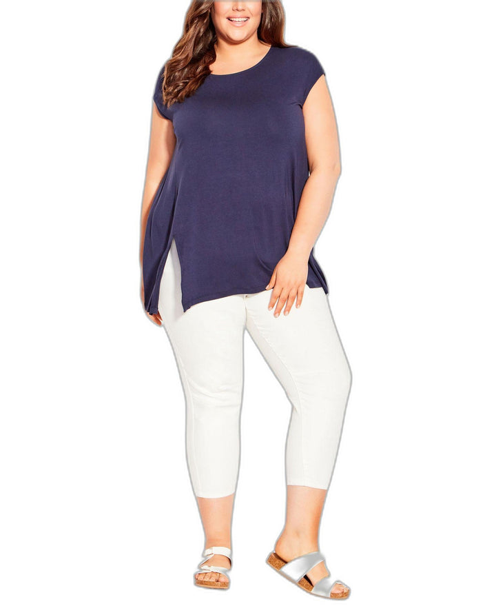 Plus Size Split Side Plain Top