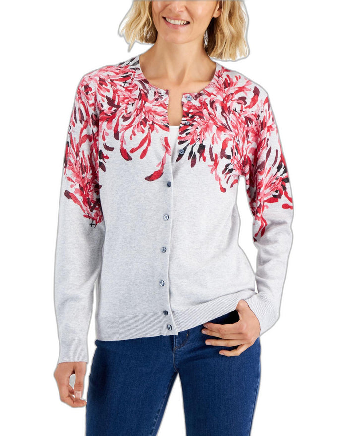 Karen Scott Womens Brushstroke Cardigan