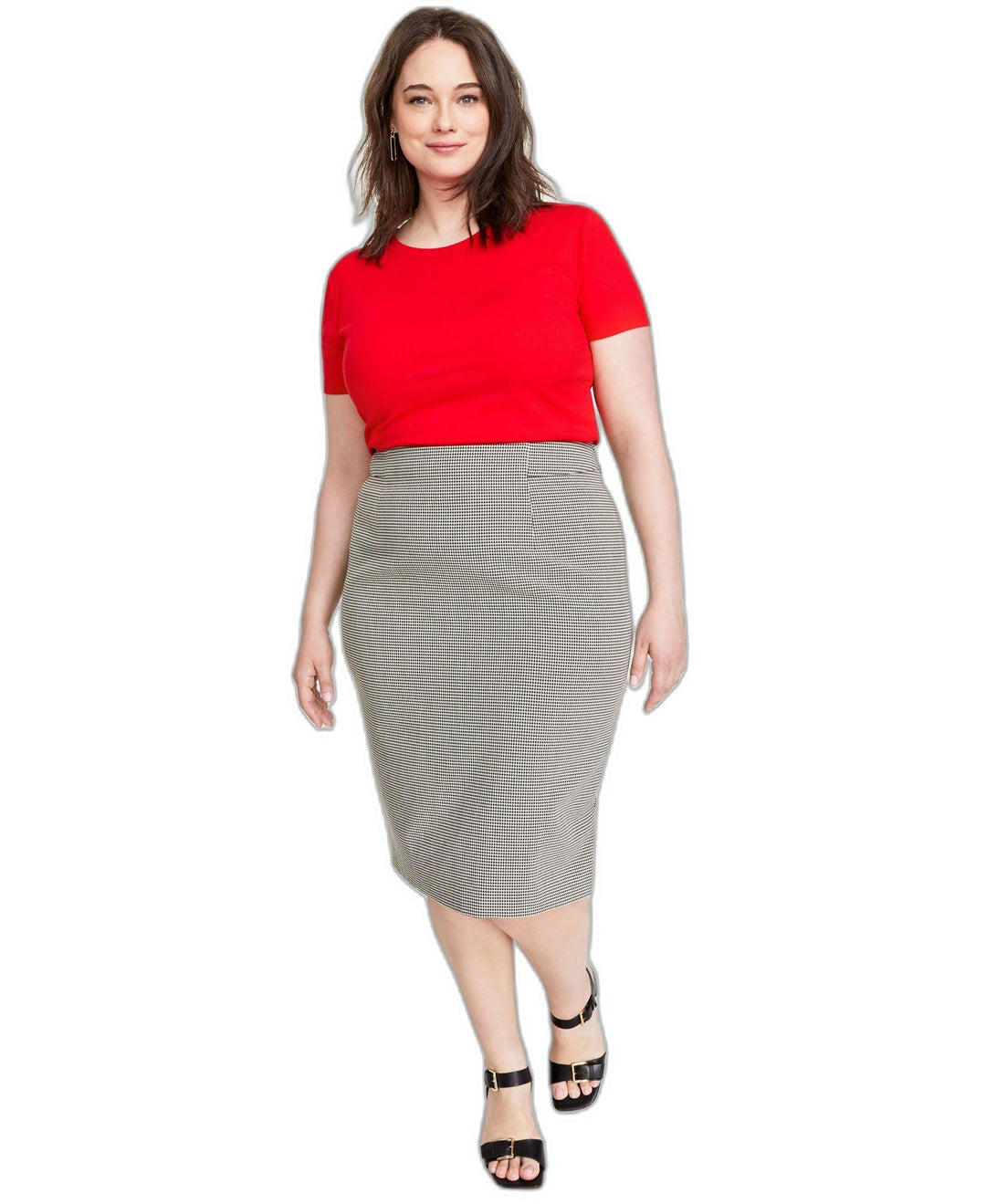 Plus Size Double-Weave Pencil Skirt
