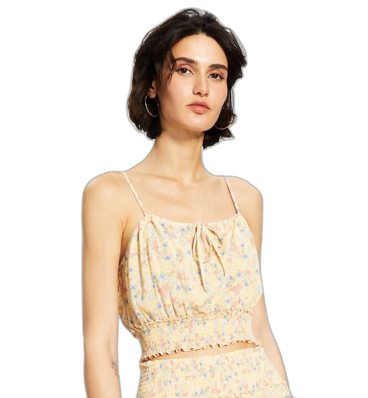 Juniors' Smocked Crop Top