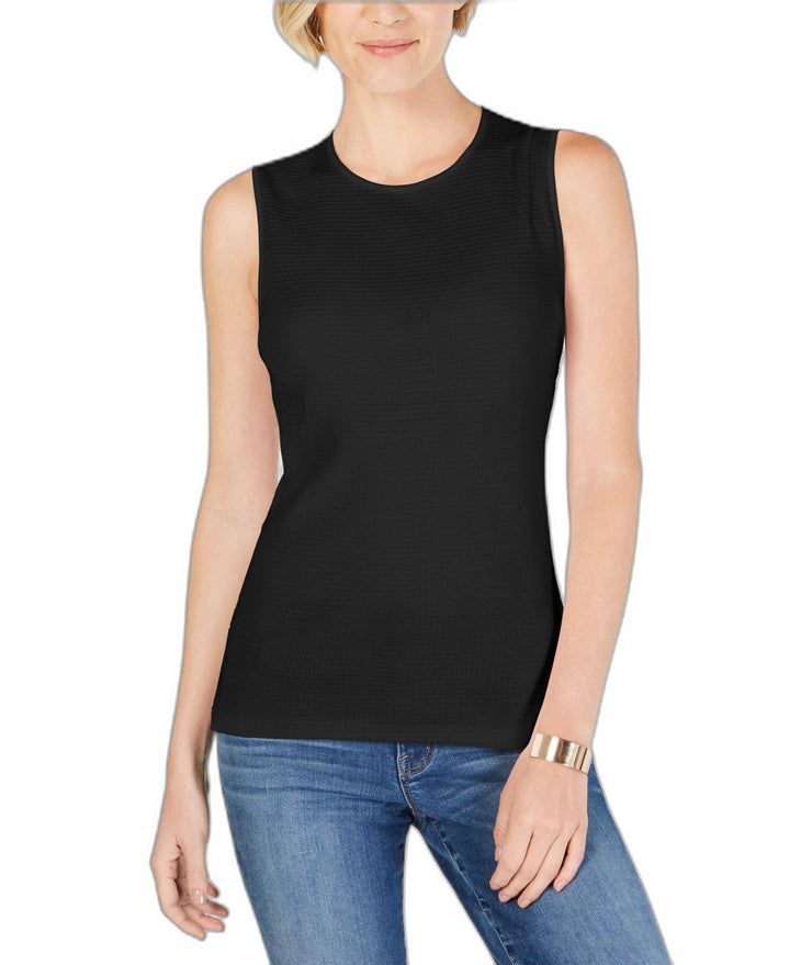 Karen Scott Textured Crewneck Tank Top