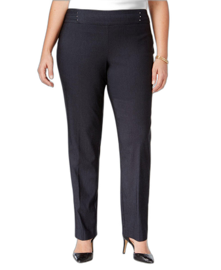 Plus Size Tummy Control Pull-On Slim-Leg Pants