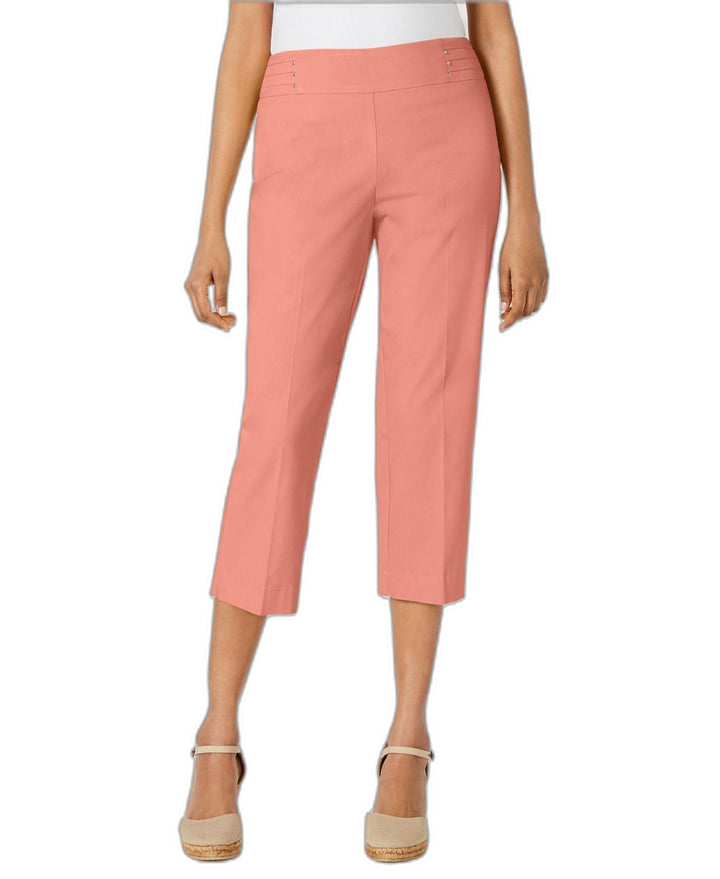 JM Collection Petite Rivet Detail Tummy Control Capri Pants