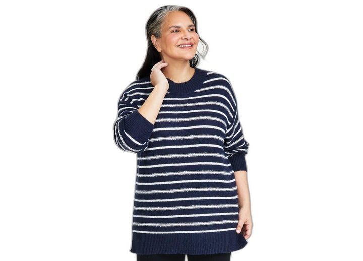 Plus Size Striped Tunic Sweater