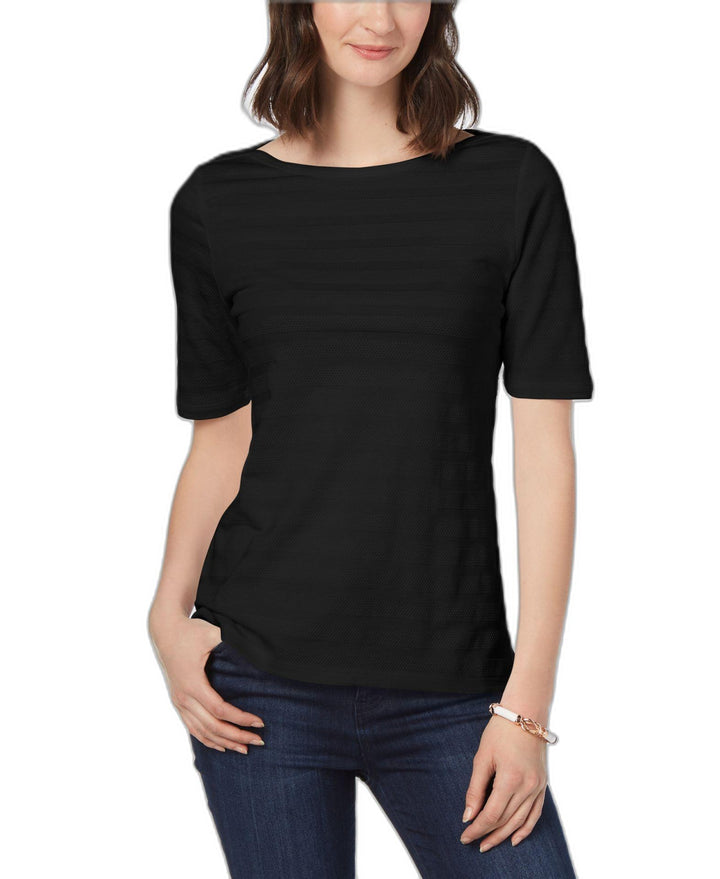 Charter Club Cotton Textured Stripe Top
