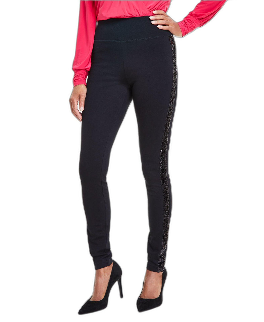 International Concepts Womens Sequin Trim Pull On Ponte Pants