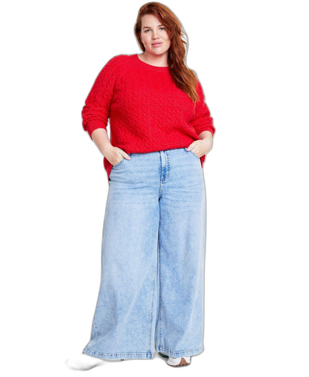 Plus Size Perfect Cable-Knit Crewneck Sweater