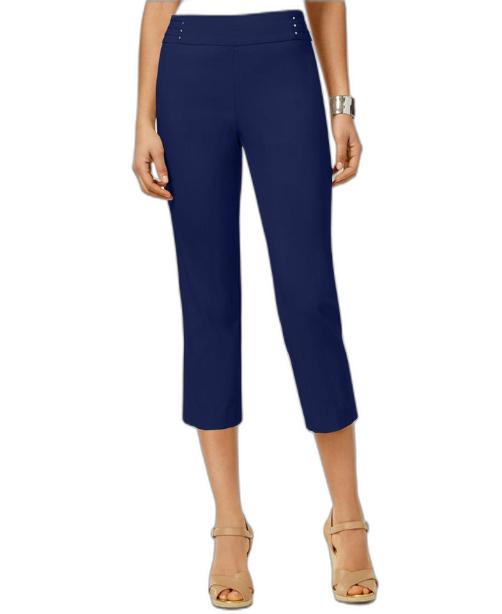 Petite Rivet-Detail Tummy Control Capri Pants