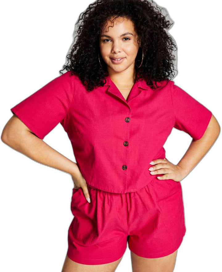 Now This Trendy Plus Size Camp Shirt