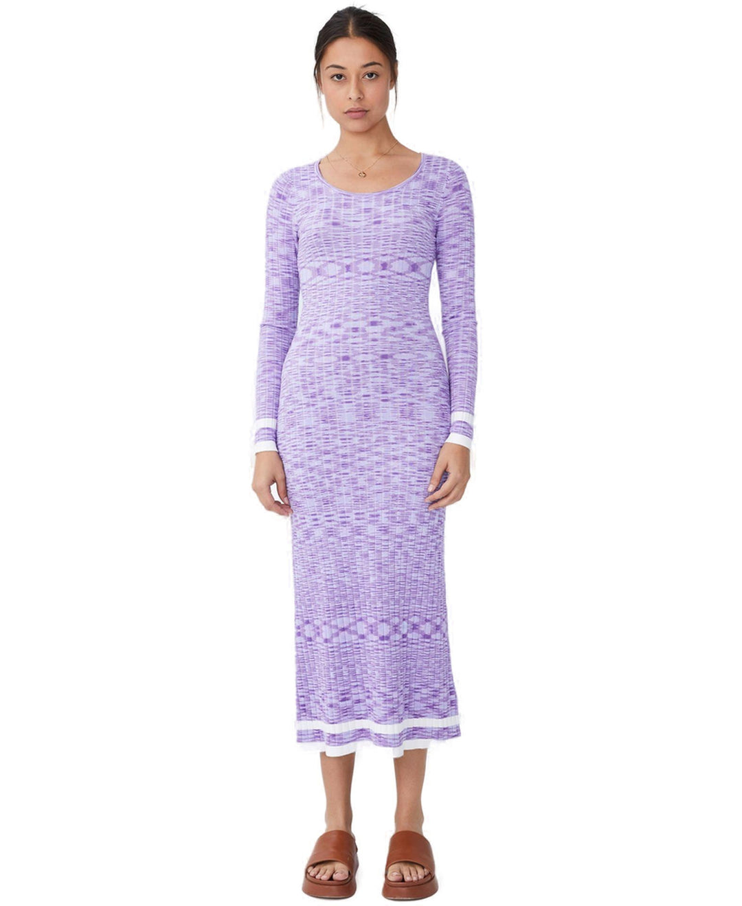 space dye knit dress Blue Knit Dress Long Sleeve Space Dye