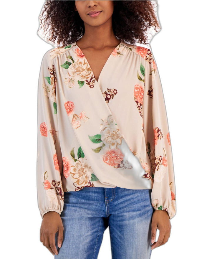 Petite Floral Surplice Top Karah Garden PXS