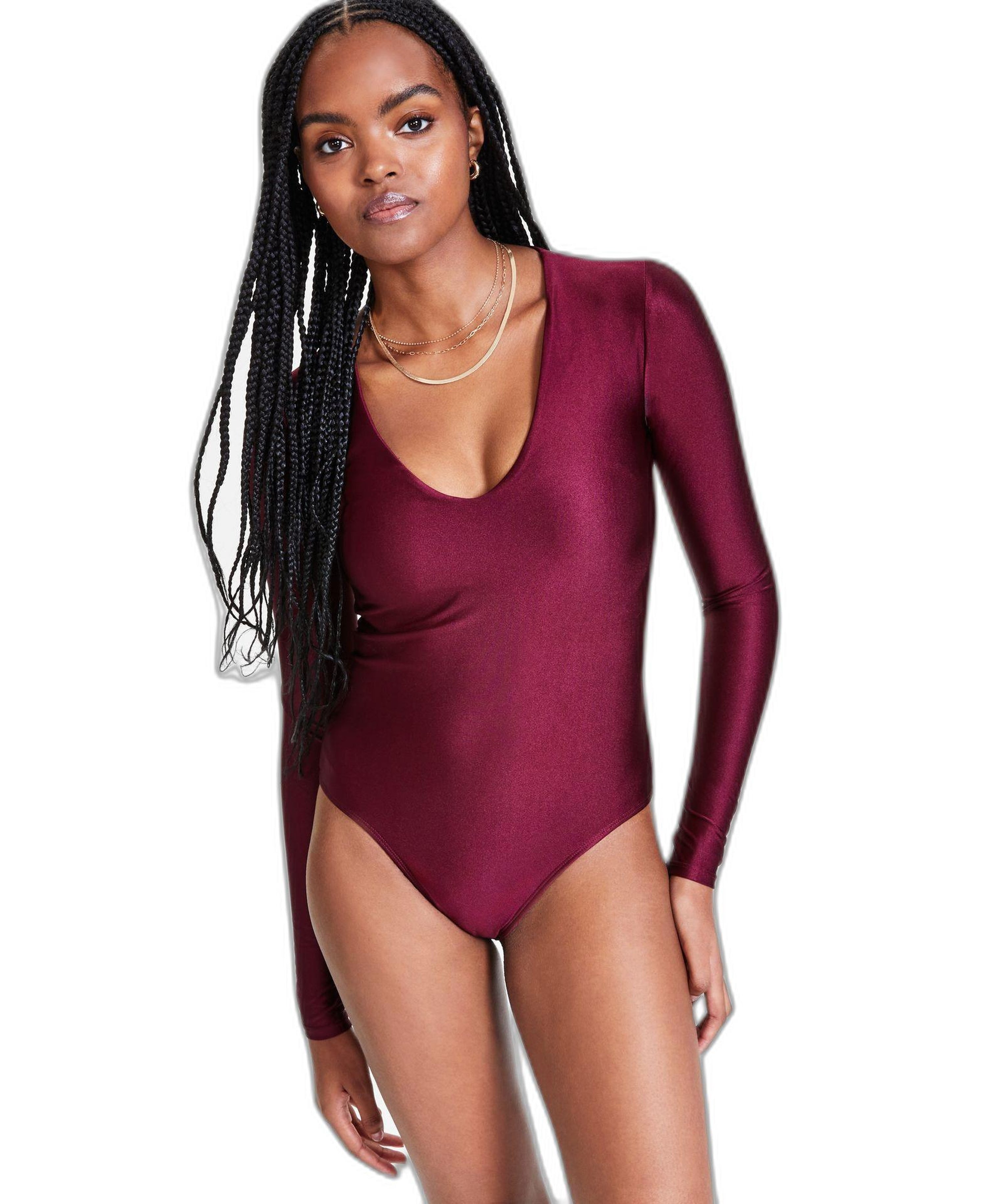Women's Shine V-Neck Long-Sleeve Bodysuit