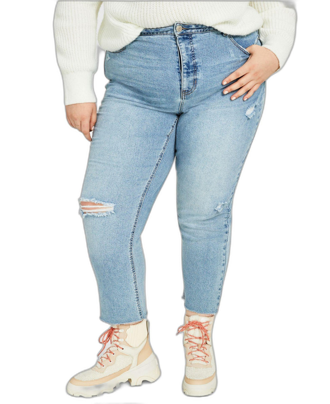 Trendy Plus Size Ripped Mom Jeans