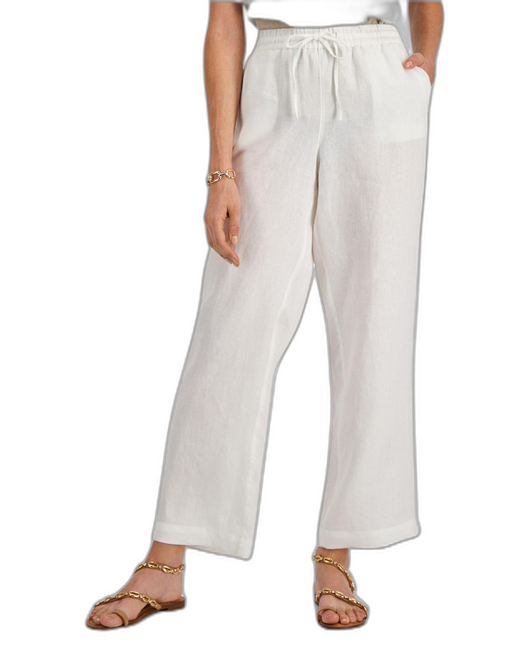 Petite 100% Linen Drawstring Pants