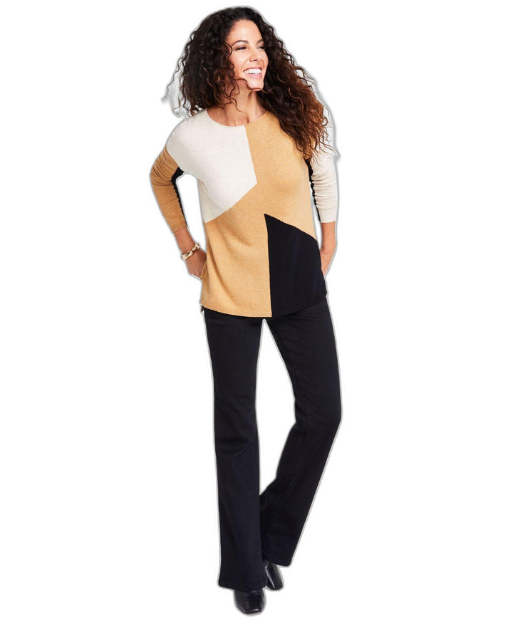 Petite Colorblocked Boat-Neck Sweater