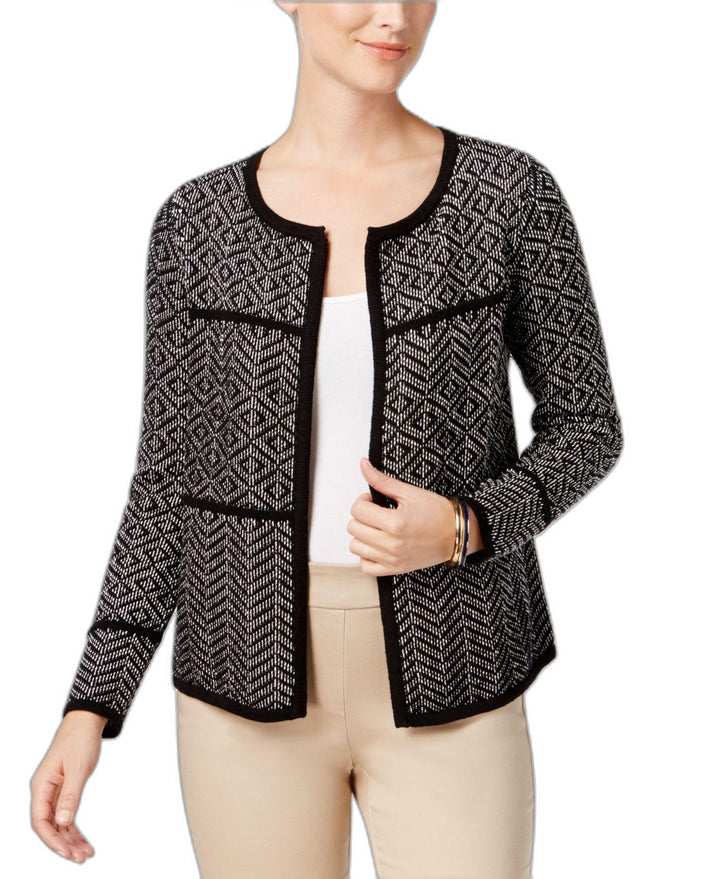 Charter Club Cotton Mixed Print Open Front Cardigan