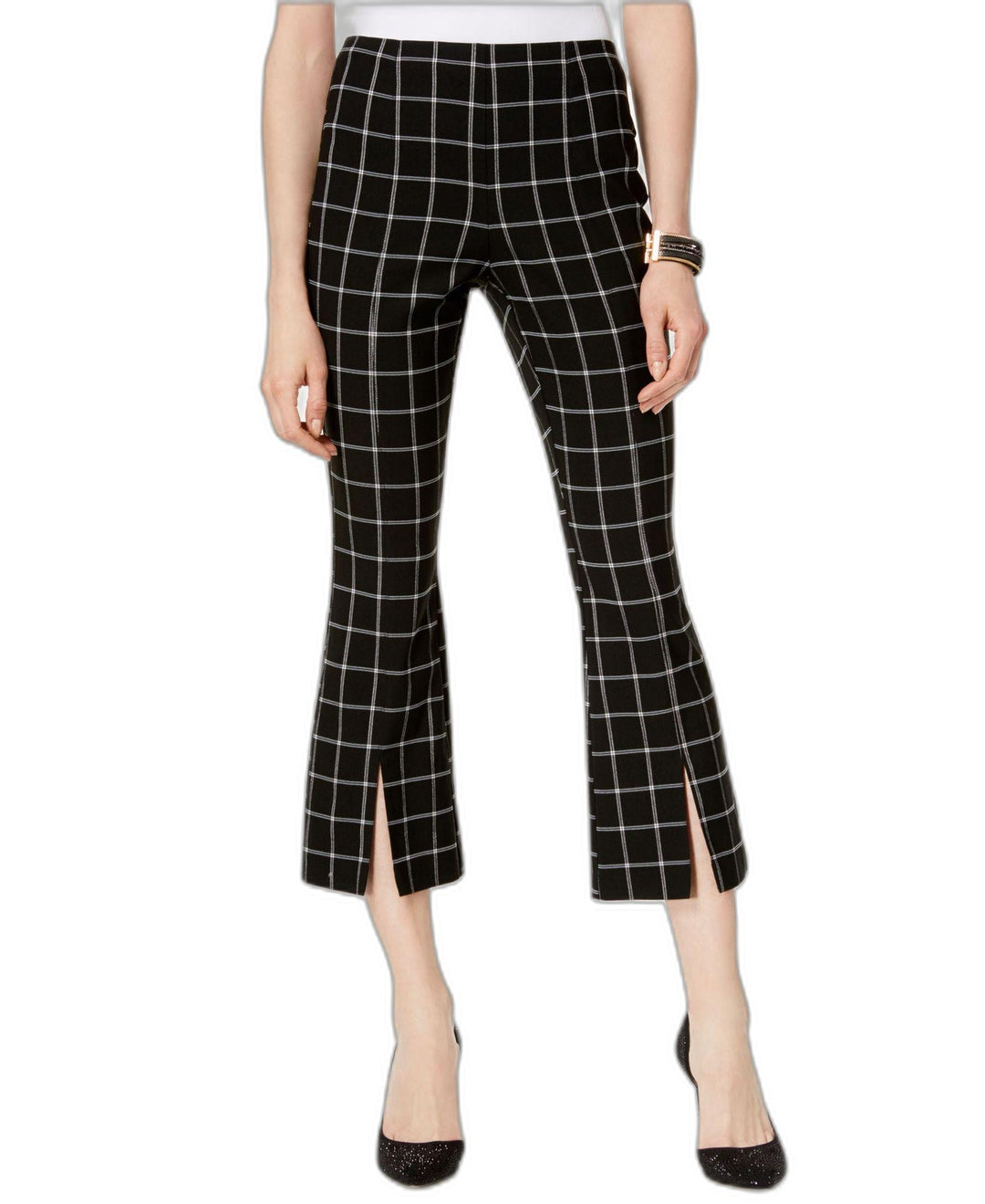 Plaid Cropped Kick Flare Pants
