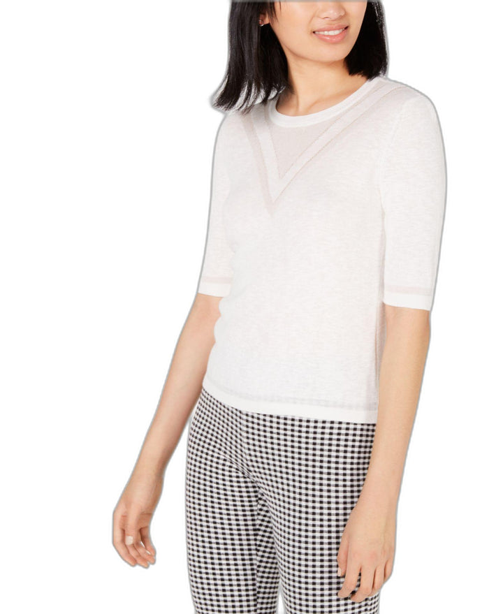 Maison Jules Crewneck Tonal Intarsia Sweater