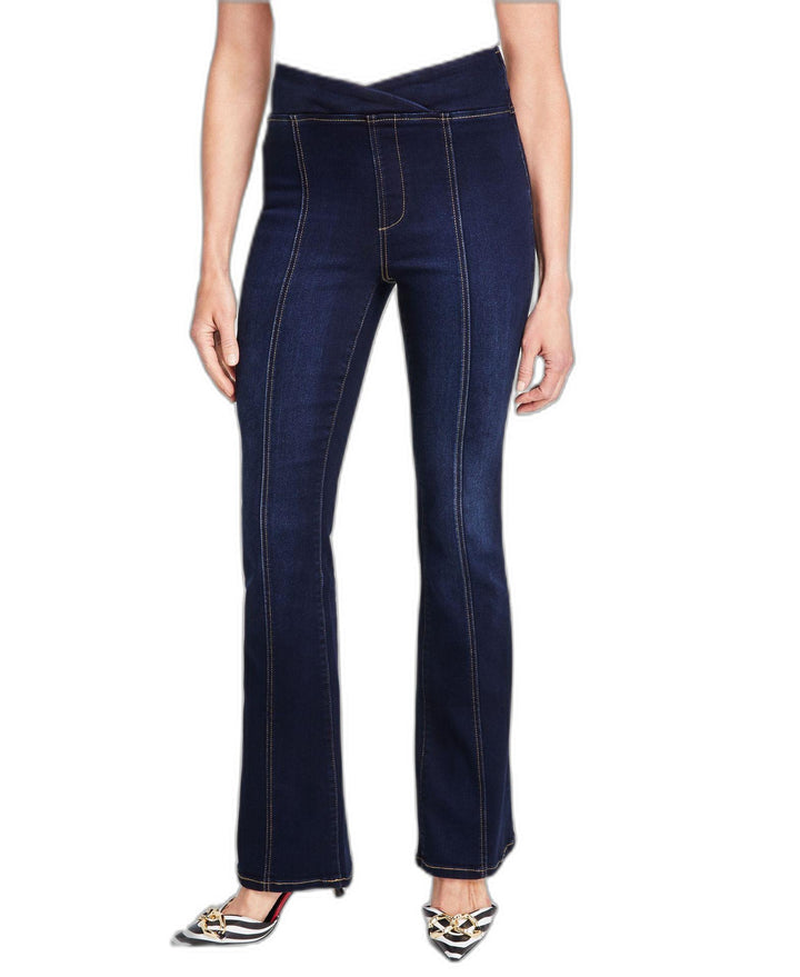 Women's High Rise Asymmetrical Seamed Bootcut Jeans