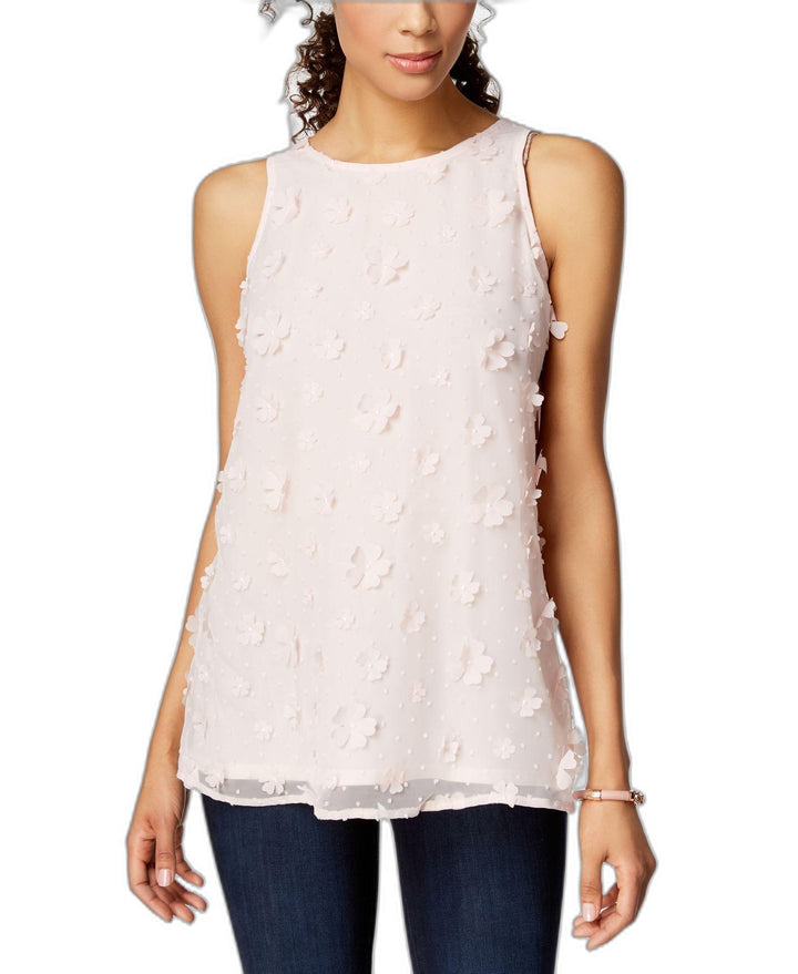 Charter Club Crew Neck Floral Applique Shell