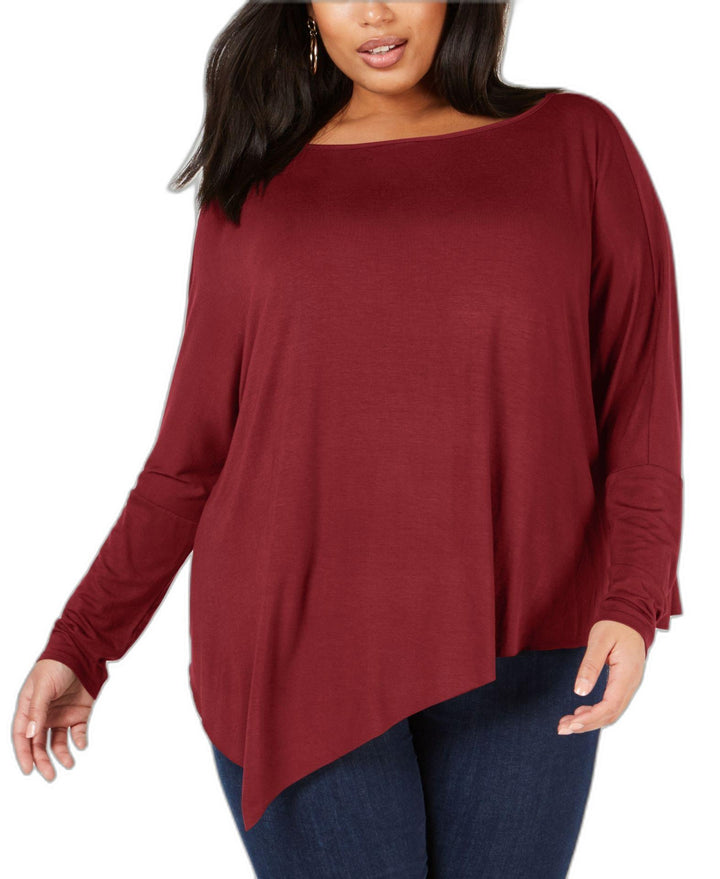 Plus Size Dolman-Sleeve Asymmetrical Top