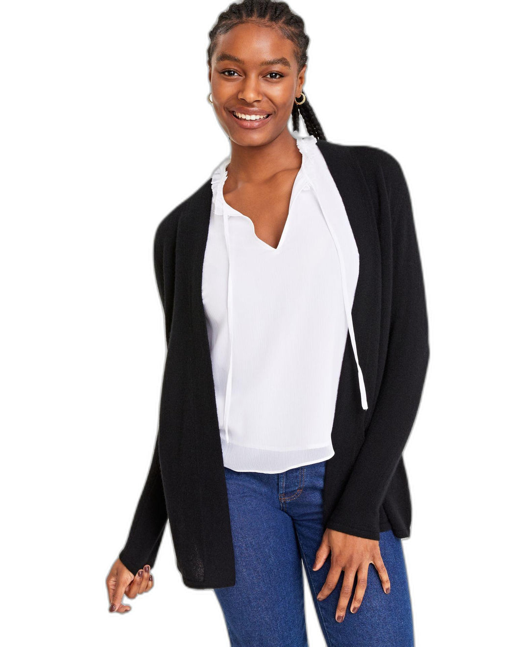 Women's Petite 100% Cashmere Duster Sweater