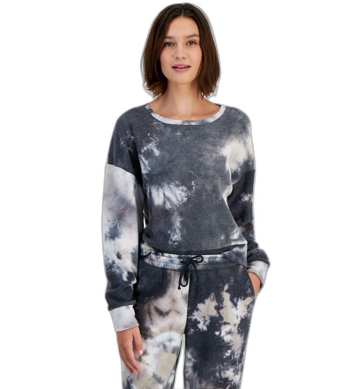 Juniors' Tie-Dyed Drop-Shoulder Long-Sleeve Top