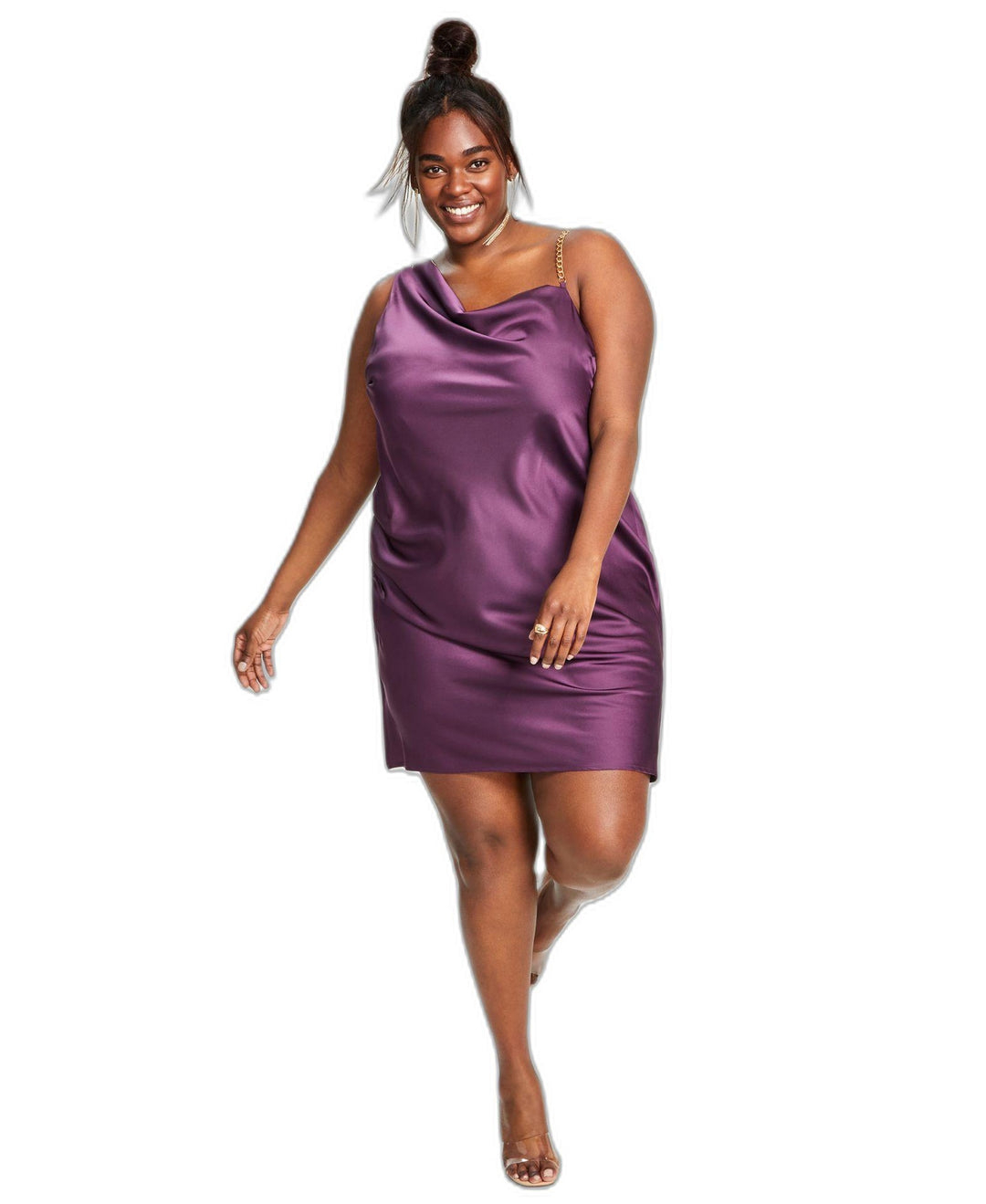 Trendy Plus Size Satin Chain-Strap Slip Dress